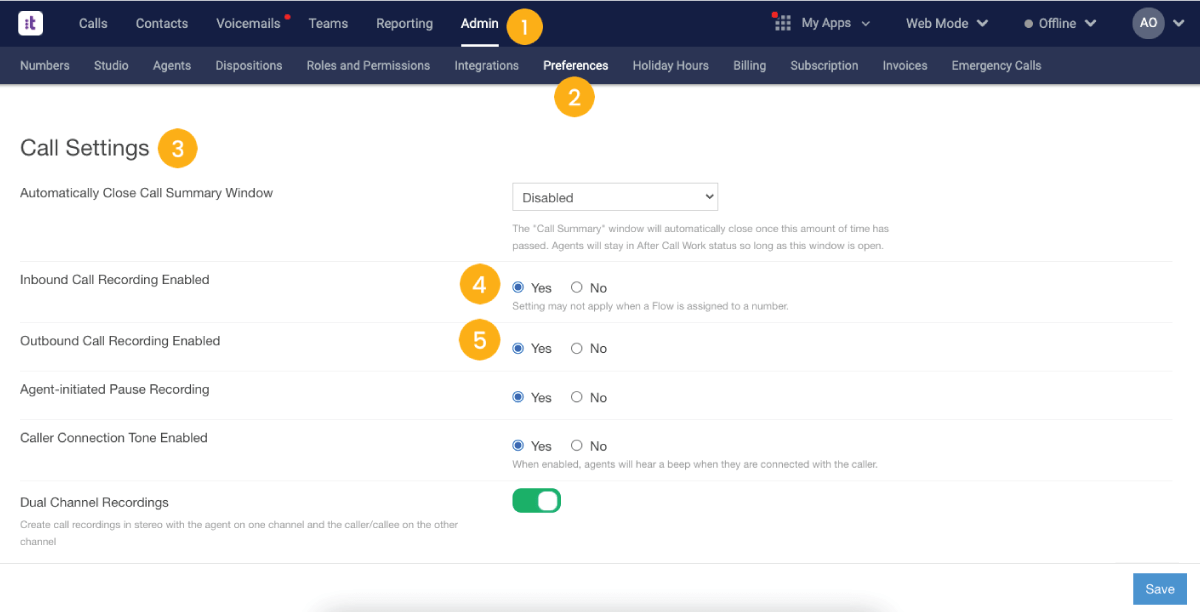 Talkdesk call recording module