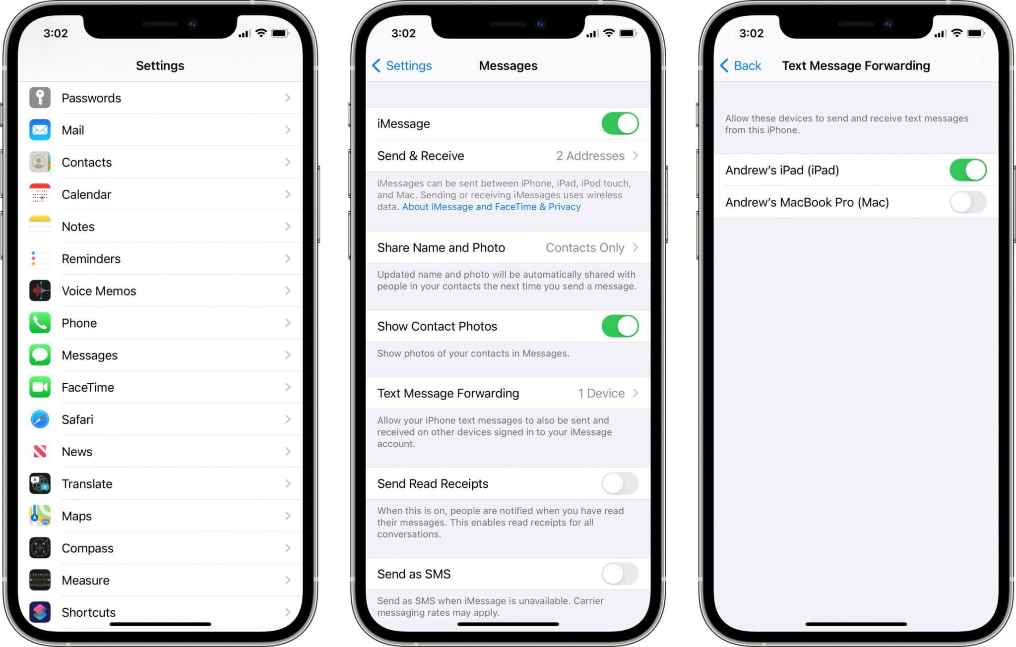 Text Message Forwarding on an iPhone 